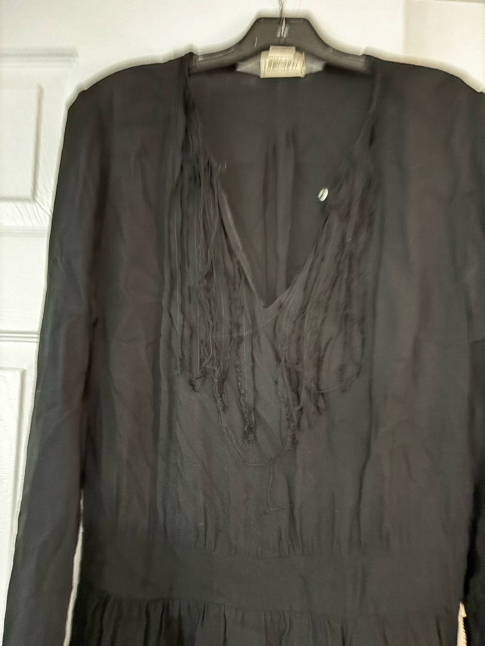 Zadig and Voltaire Black Fringe V-Neck Dress Womens size M